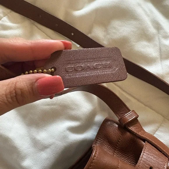 Coach Brown Leather Belt-Accent Bucket Crossbody - Picture 3 of 6